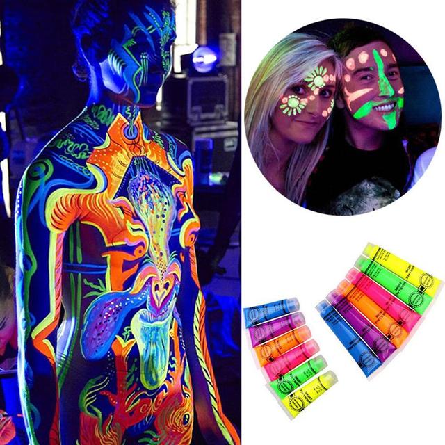 New Arrival ! 6 Colors Glow In Dark Body Art Paint Safe Non-toxic Pigment  Halloween Make Carnaval Party Fancy Face Body Paint - Body Paint -  AliExpress